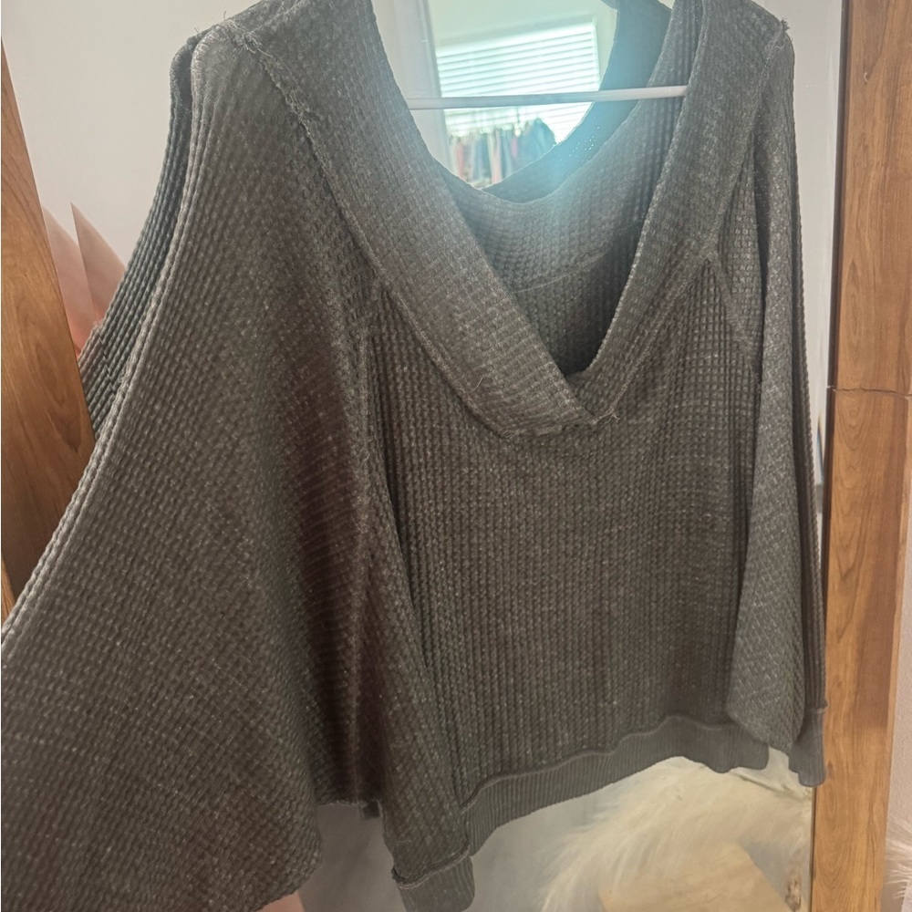 Free People We The Free Slouchy Waffle Top - Picture 3 of 4